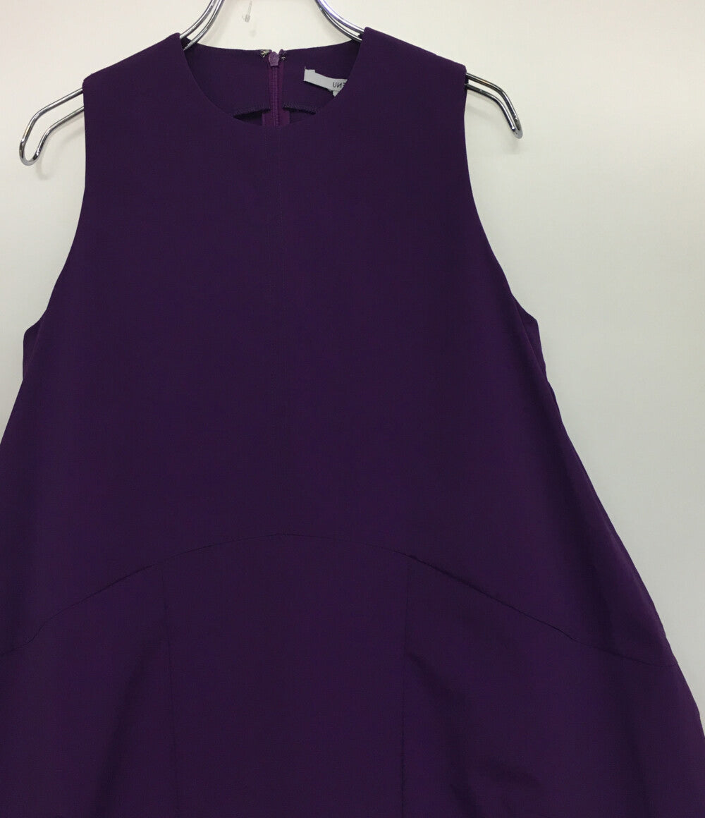 UN3D. アンスリード　◆ ノースリーブロングワンピース ネイビー パープル 美品 アンスリード ノースリーブワンピース TYPEWRITER COCOON