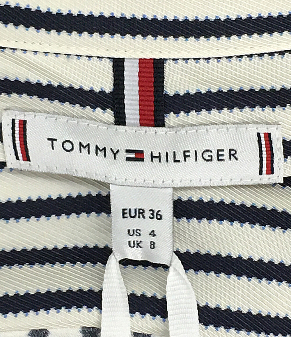 トミーヒルフィガー 美品 長袖シャツワンピース ビスコースツイル ストライプ レディース SIZE 36 TOMMY HILFIGER