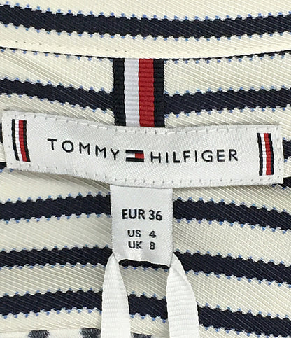 トミーヒルフィガー 美品 長袖シャツワンピース ビスコースツイル ストライプ レディース SIZE 36 TOMMY HILFIGER