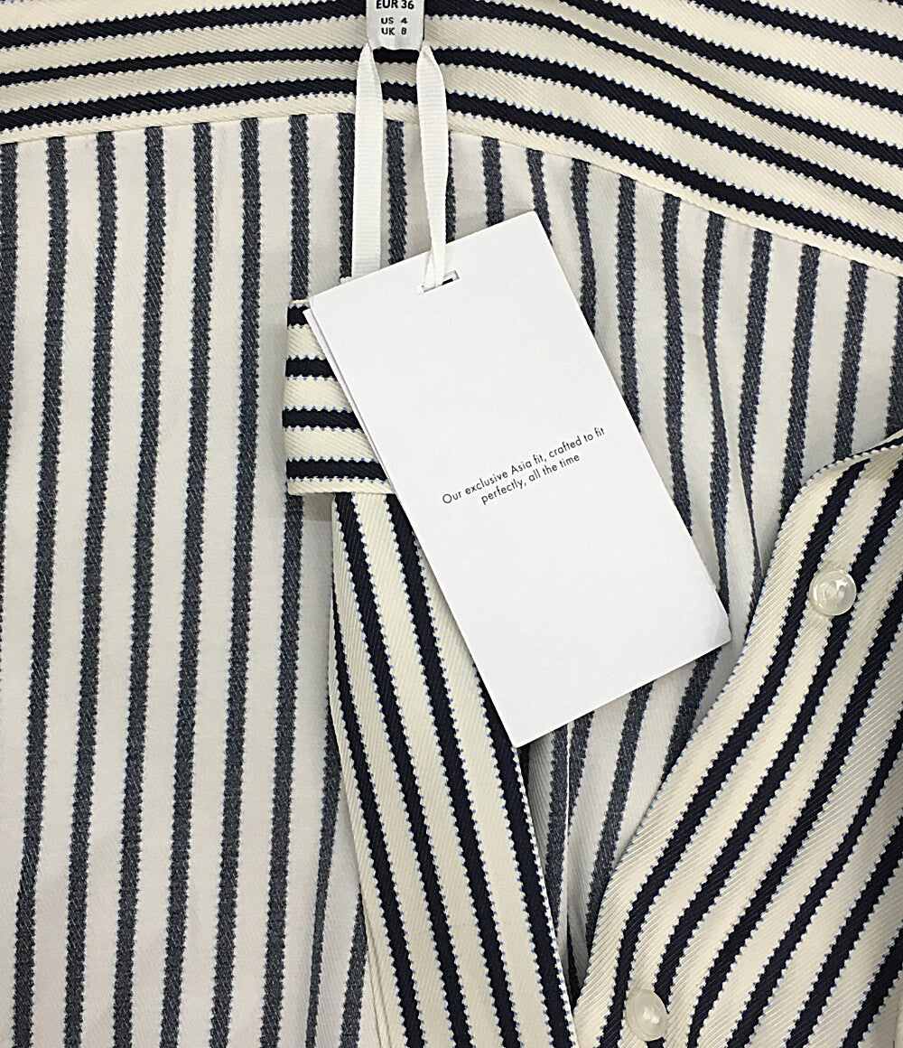 トミーヒルフィガー 美品 長袖シャツワンピース ビスコースツイル ストライプ レディース SIZE 36 TOMMY HILFIGER