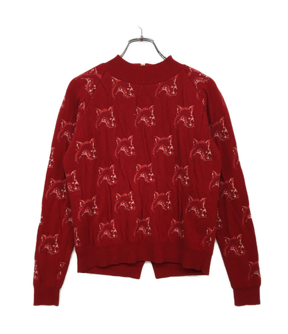 メゾンキツネ 長袖ニット バックジップ 総柄 レディース SIZE S MAISON KITSUNE