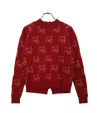 メゾンキツネ 長袖ニット バックジップ 総柄 レディース SIZE S MAISON KITSUNE