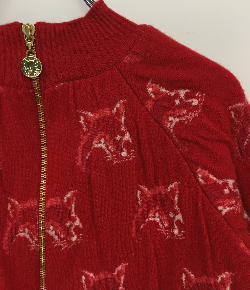 メゾンキツネ 長袖ニット バックジップ 総柄 レディース SIZE S MAISON KITSUNE