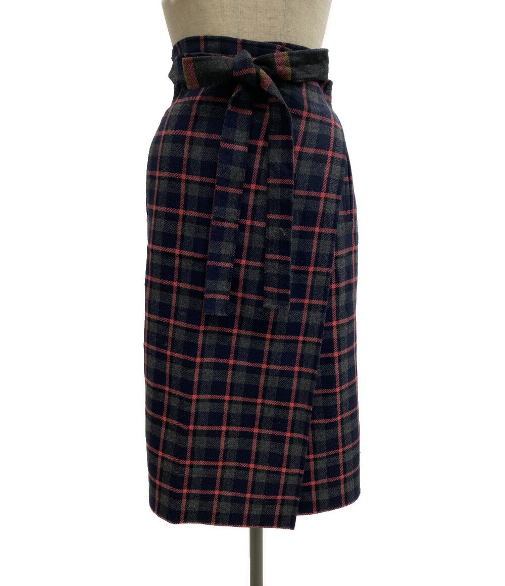 Drawer リバーシブルラップスカート チェック 6524-299-1228 レディース SIZE 36 ドゥロワー