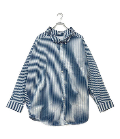 バレンシアガ オーバー長袖シャツ ストライプ ブルー ホワイト メンズ SIZE 34 BALENCIAGA