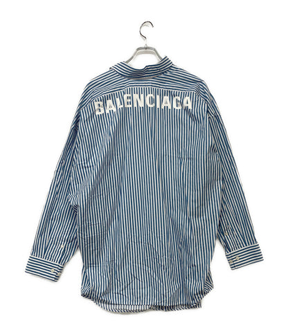 バレンシアガ オーバー長袖シャツ ストライプ ブルー ホワイト メンズ SIZE 34 BALENCIAGA