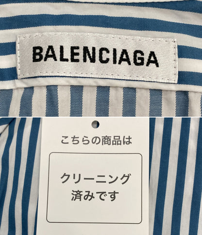 バレンシアガ オーバー長袖シャツ ストライプ ブルー ホワイト メンズ SIZE 34 BALENCIAGA