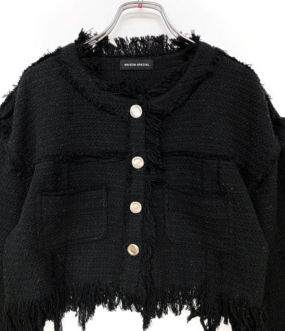 メゾンスペシャル ツイードジャケット フリンジ レディース SIZE F MAISON SPECIAL