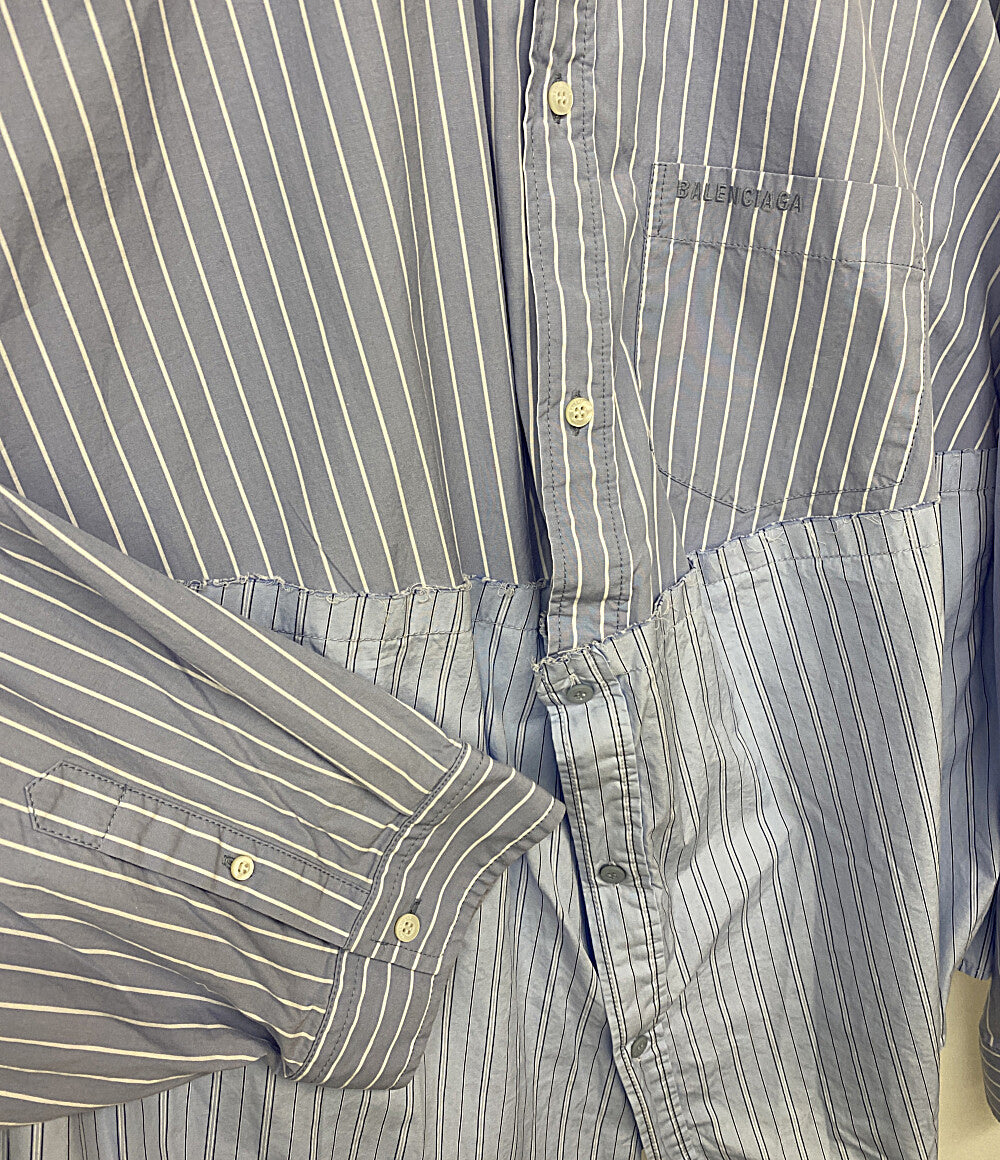 BALENCIAGA ストライプシャツ サイズ36 中古・古着通販】BALENCIAGA (バレンシアガ) ストライプシャツ ブルー