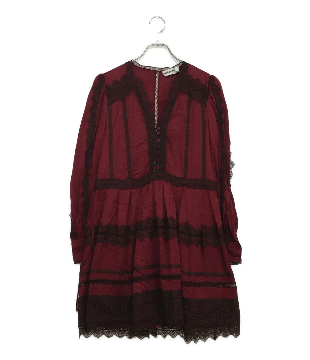 セルフ　ポートレイト 長袖ワンピース レース ボルドー RS20-092 レディース SIZE 6 Self-Portrait
