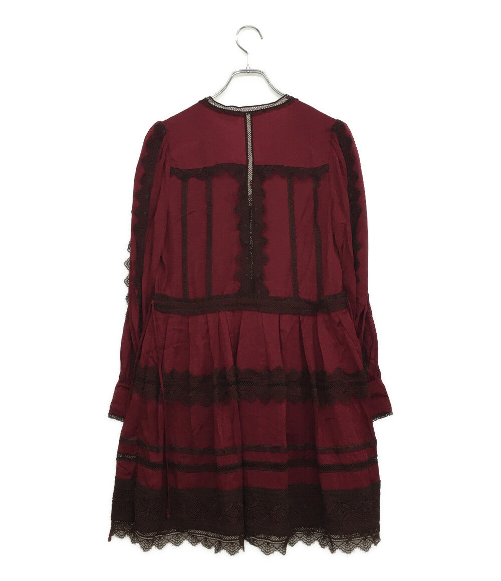 セルフ　ポートレイト 長袖ワンピース レース ボルドー RS20-092 レディース SIZE 6 Self-Portrait