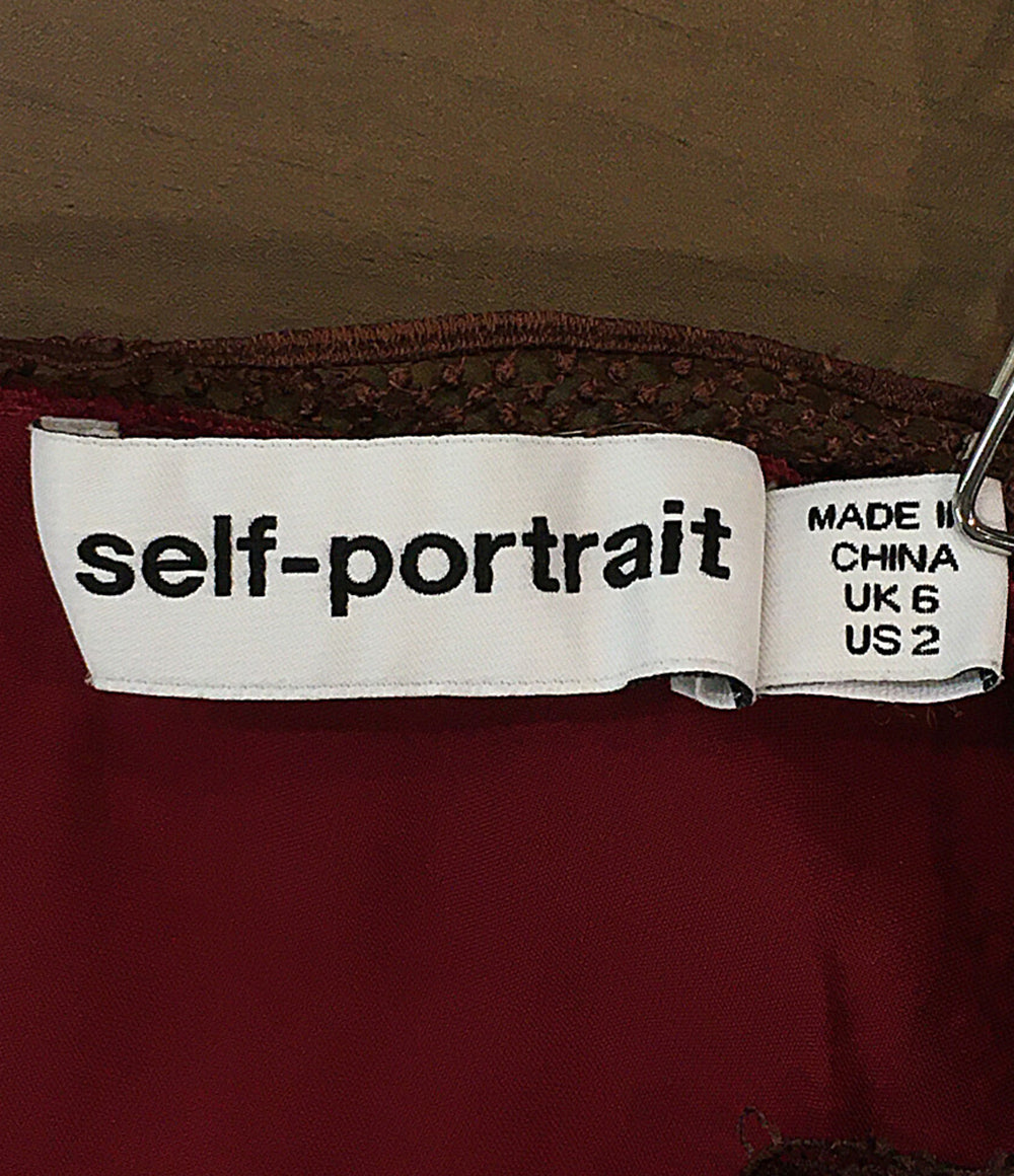 Self-Portrait 長袖ワンピース レース ボルドー RS20-092 レディース
