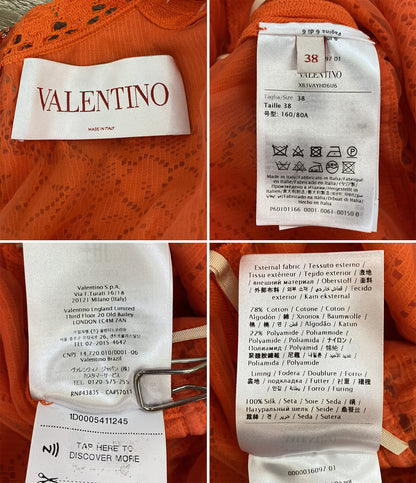 ヴァレンチノ レースワンピース 半袖 オレンジ レディース SIZE 38 VALENTINO