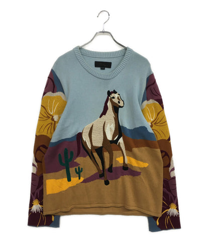 LINDER NYC リンダー 長袖ニット ホース 花 メンズ SIZE L