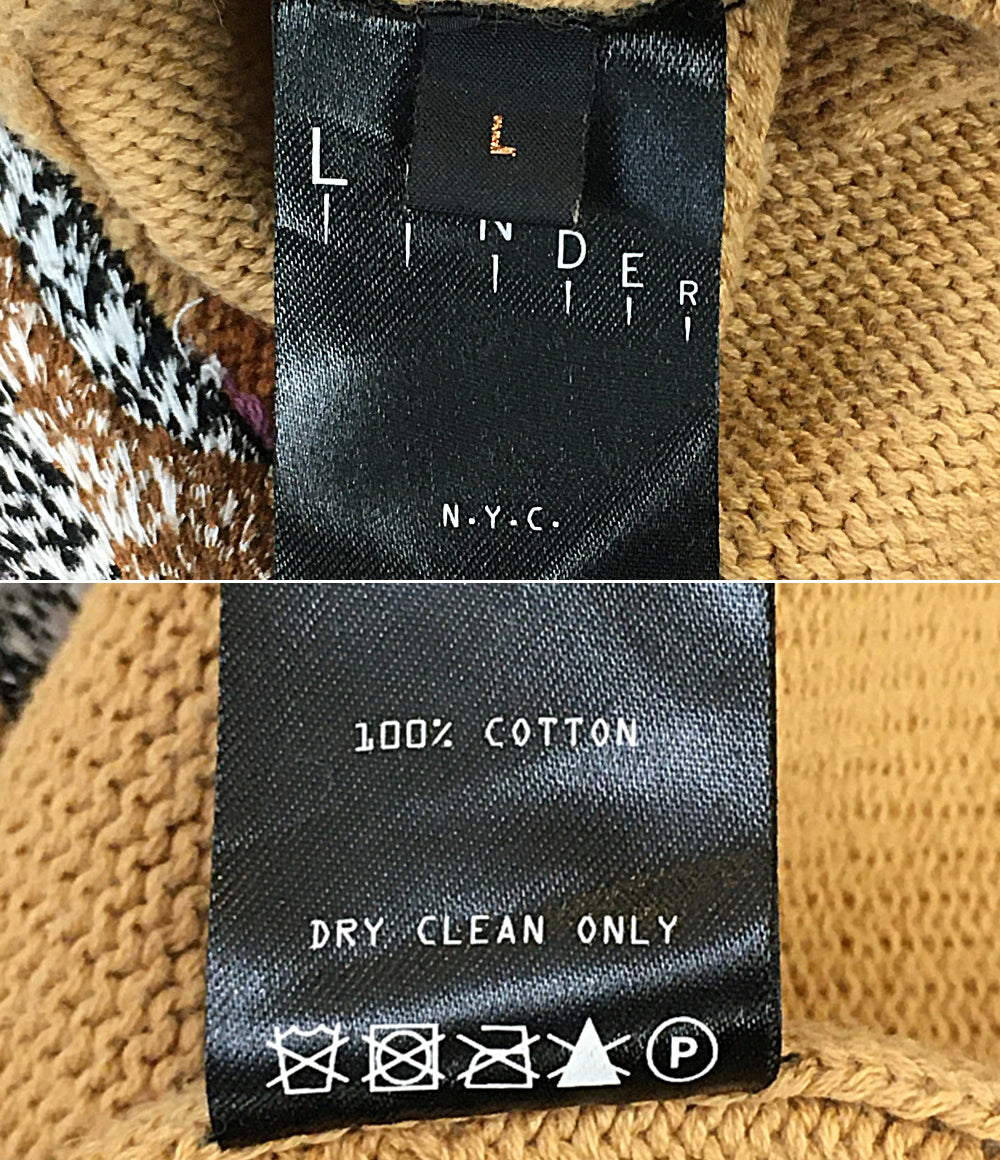 LINDER NYC リンダー 長袖ニット ホース 花 メンズ SIZE L