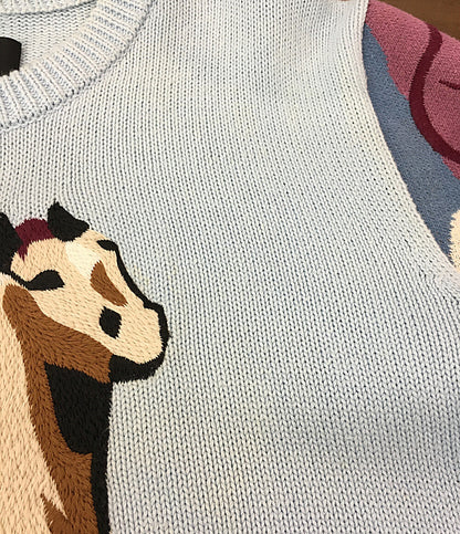 LINDER NYC リンダー 長袖ニット ホース 花 メンズ SIZE L