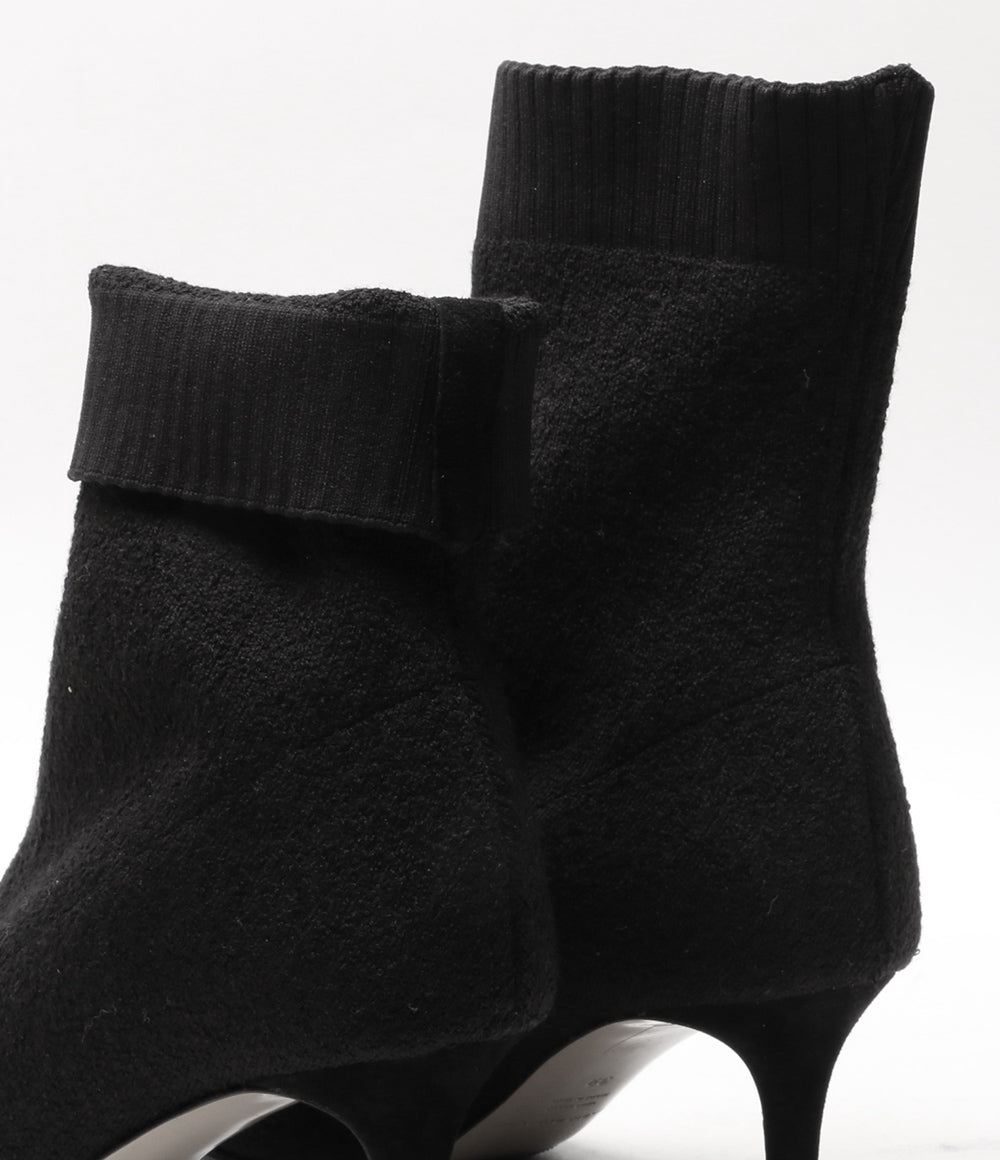 FABIO RUSCONI ソックスブーツ ブラック ポインテッドトゥ ピンヒール レディース SIZE 39 ファビオルスコーニ