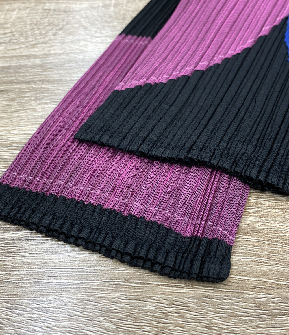 プリーツプリーズ 美品 プリーツシャツ 総柄 幾何学 PP43-JK832 レディース SIZE 3 PLEATS PLEASE