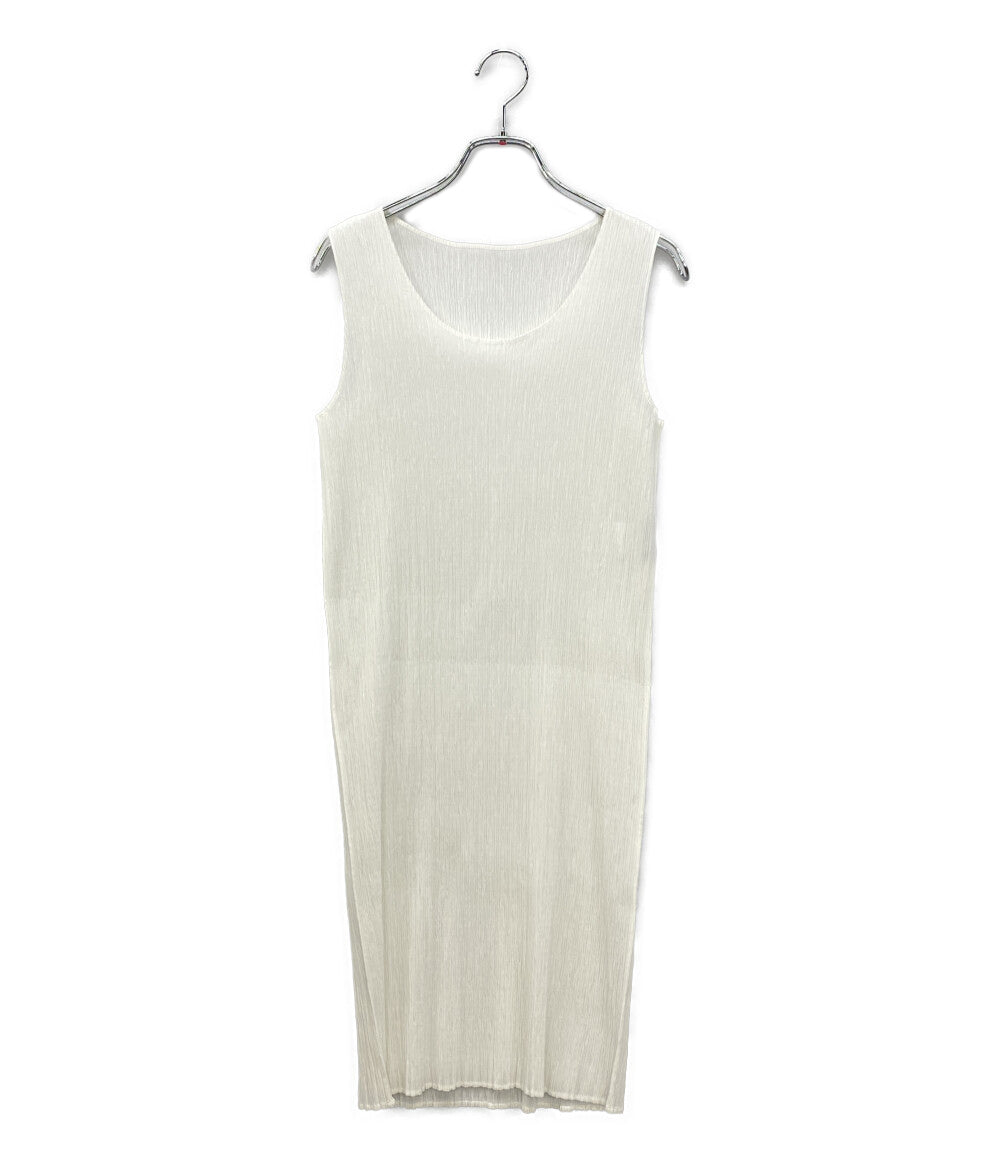 イッセイミヤケ ノースリーブワンピース ホワイト プリーツ加工 IM82-FH906 レディース SIZE M ISSEY MIYAKE