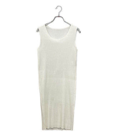 イッセイミヤケ ノースリーブワンピース ホワイト プリーツ加工 IM82-FH906 レディース SIZE M ISSEY MIYAKE