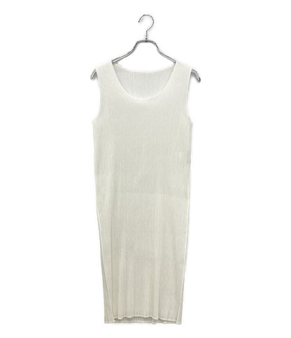 イッセイミヤケ ノースリーブワンピース ホワイト プリーツ加工 IM82-FH906 レディース SIZE M ISSEY MIYAKE