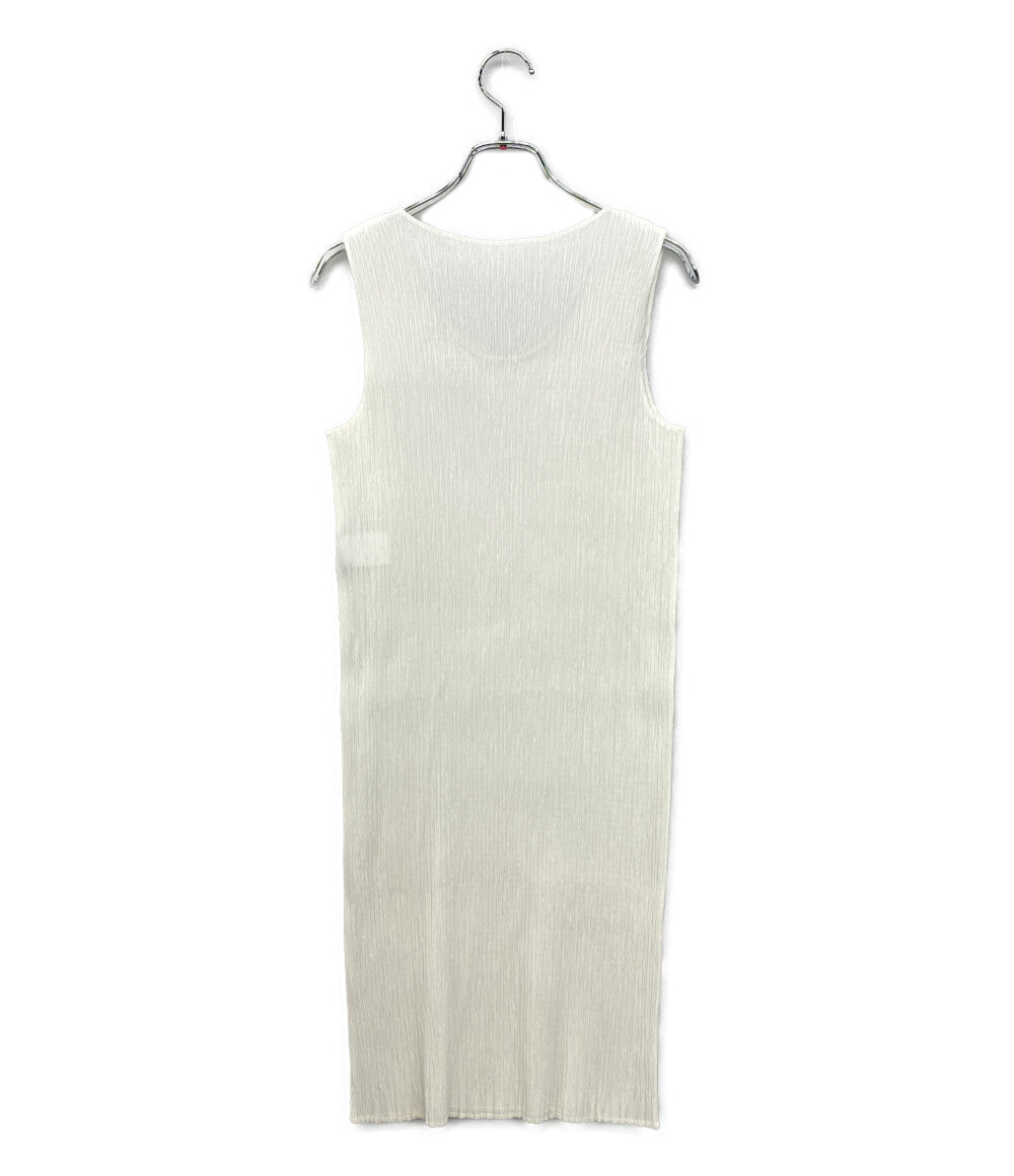 イッセイミヤケ ノースリーブワンピース ホワイト プリーツ加工 IM82-FH906 レディース SIZE M ISSEY MIYAKE