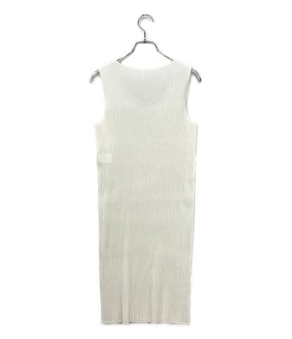 イッセイミヤケ ノースリーブワンピース ホワイト プリーツ加工 IM82-FH906 レディース SIZE M ISSEY MIYAKE