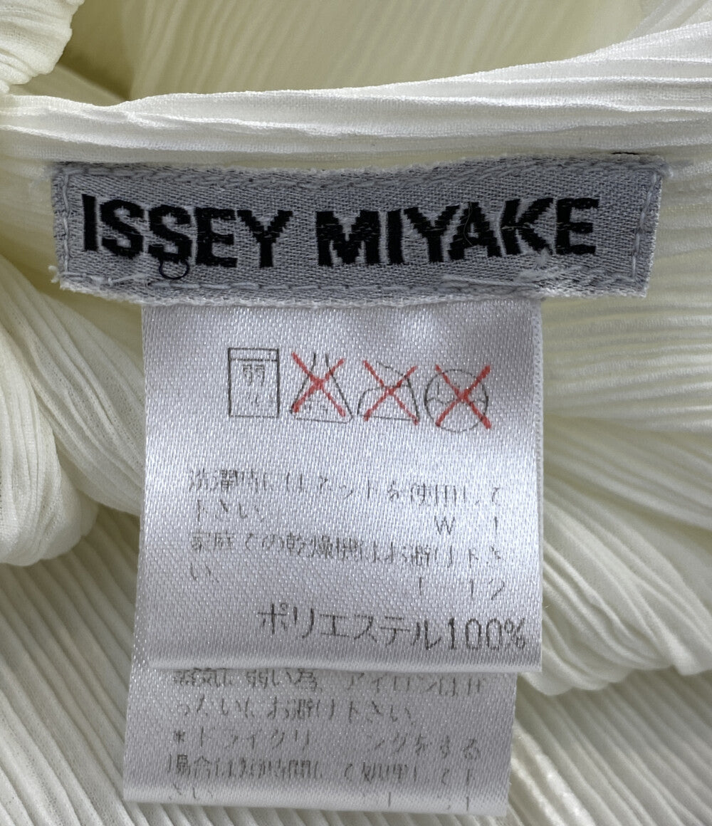 イッセイミヤケ ノースリーブワンピース ホワイト プリーツ加工 IM82-FH906 レディース SIZE M ISSEY MIYAKE