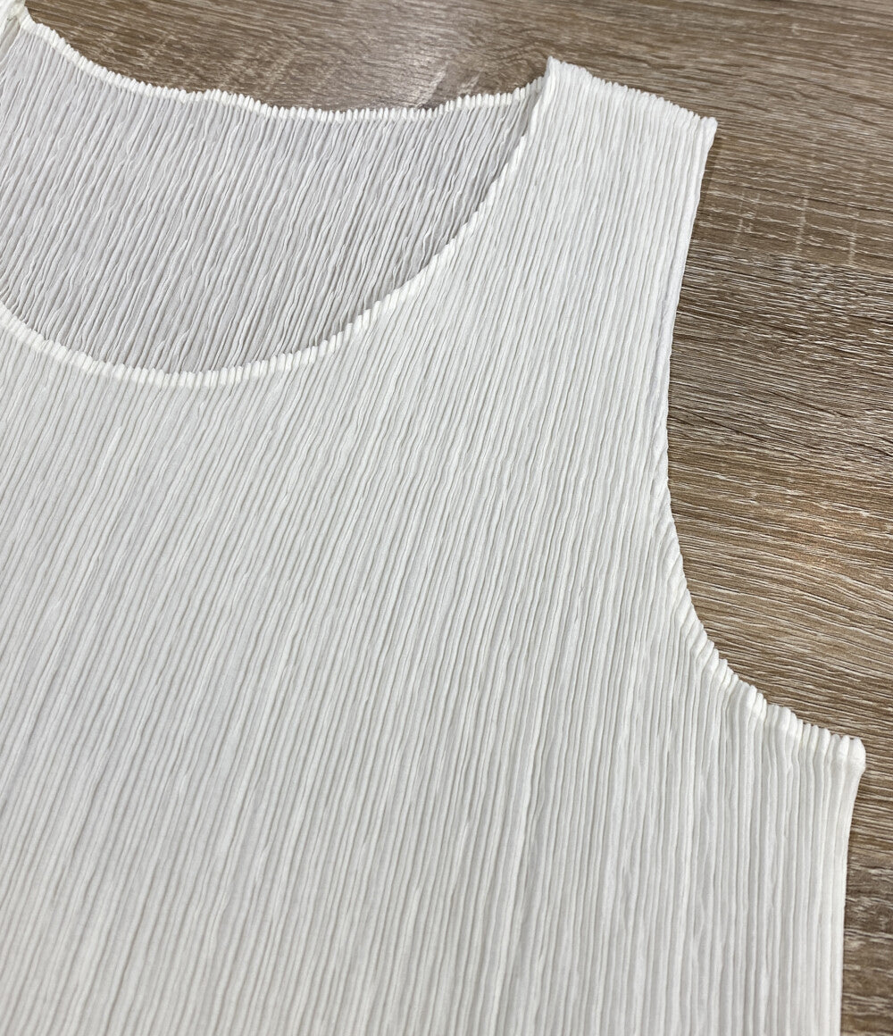 イッセイミヤケ ノースリーブワンピース ホワイト プリーツ加工 IM82-FH906 レディース SIZE M ISSEY MIYAKE