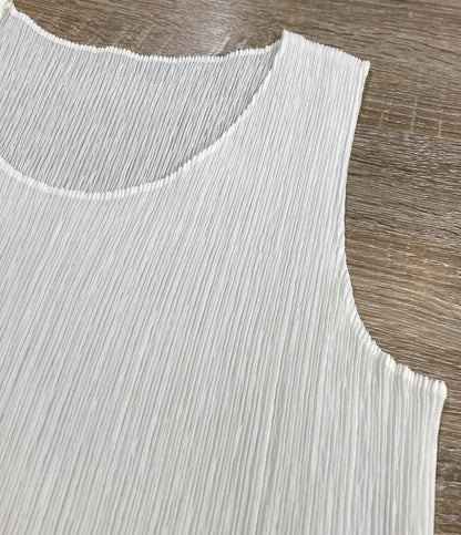 イッセイミヤケ ノースリーブワンピース ホワイト プリーツ加工 IM82-FH906 レディース SIZE M ISSEY MIYAKE