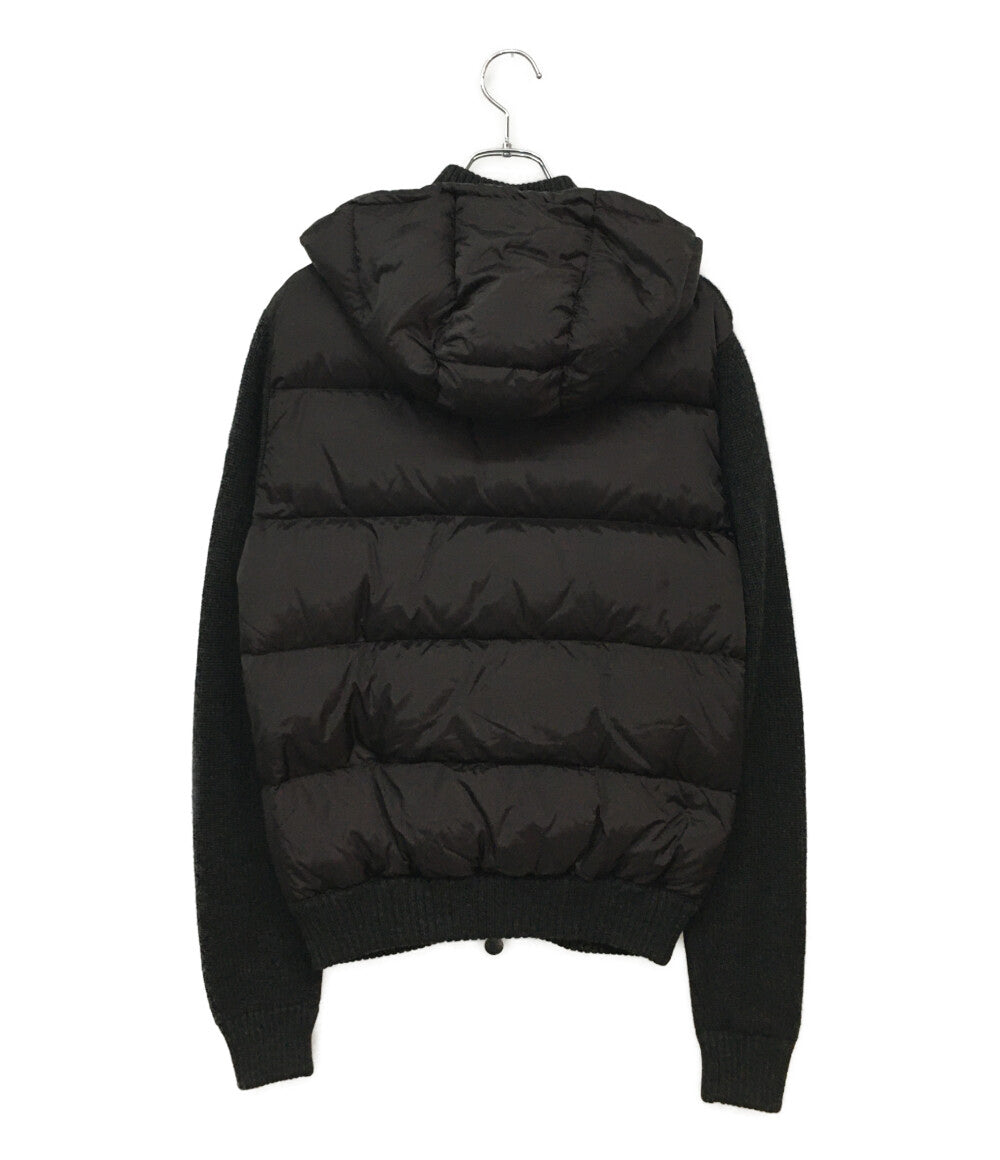【美品】 MONCLERモンクレールダウンジャケットニット切り替え黒S 美品 S モンクレール MONCLER ダウン切り替えジャケットニット S 黒