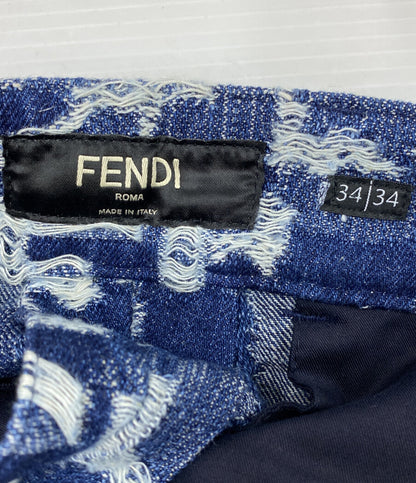 美品 FENDI デニムハーフパンツ ズッカ FLP347 メンズ SIZE 34 フェンディ