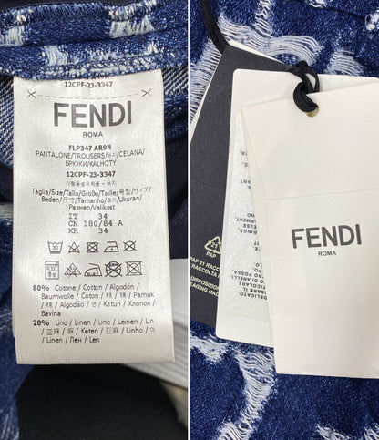 美品 FENDI デニムハーフパンツ ズッカ FLP347 メンズ SIZE 34 フェンディ