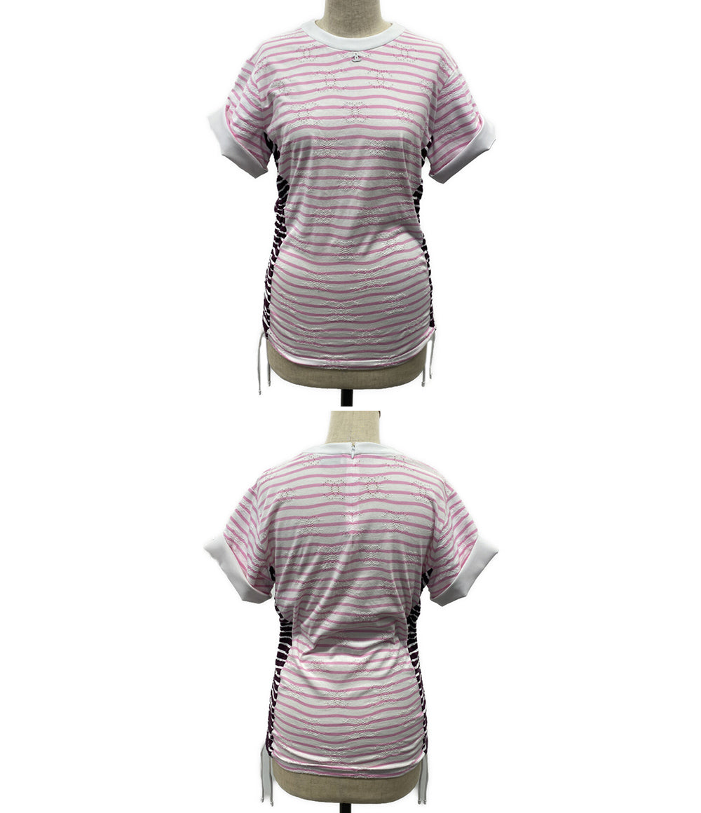 CHANEL 半袖Tシャツ ココマーク ピンク ボーダー 24年 P77169K11149 レディース SIZE 38 シャネル