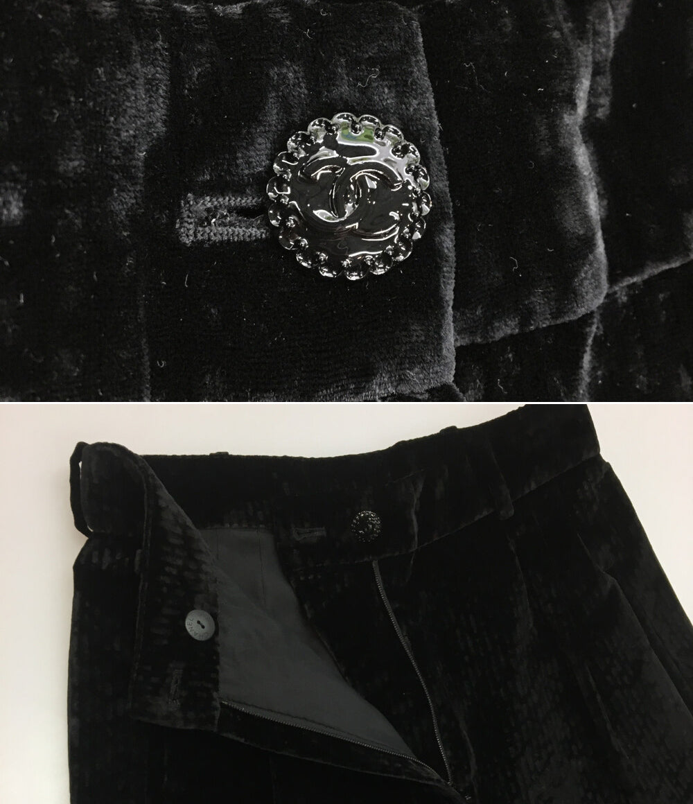美品 CHANEL パンツ P73335 V64833 ベロア ロング ストレート レディース SIZE 36 シャネル