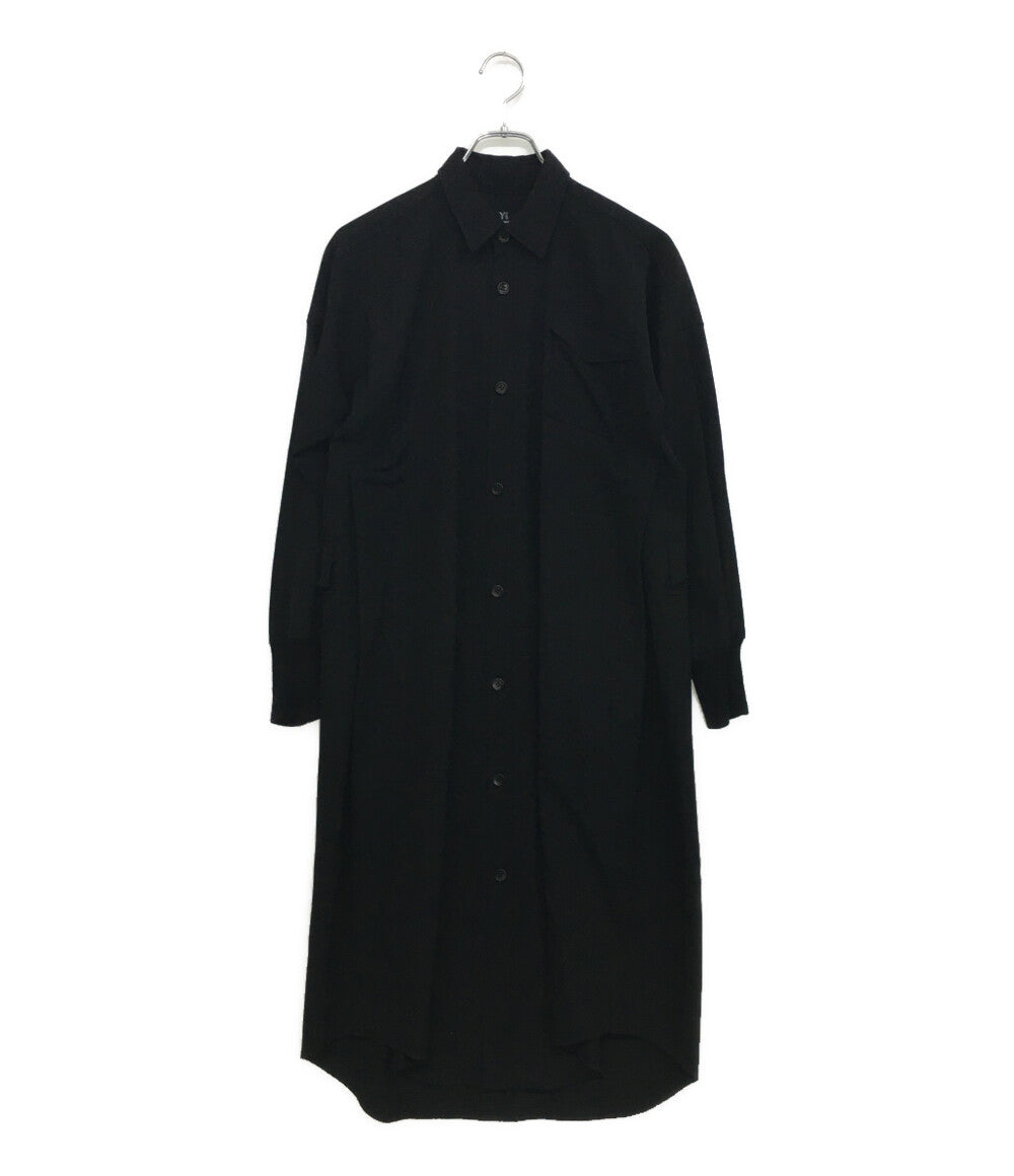 Y’ｓ 長袖シャツワンピース ウールギャバ 14SS YG-D07-100 レディース SIZE 3 ワイズ