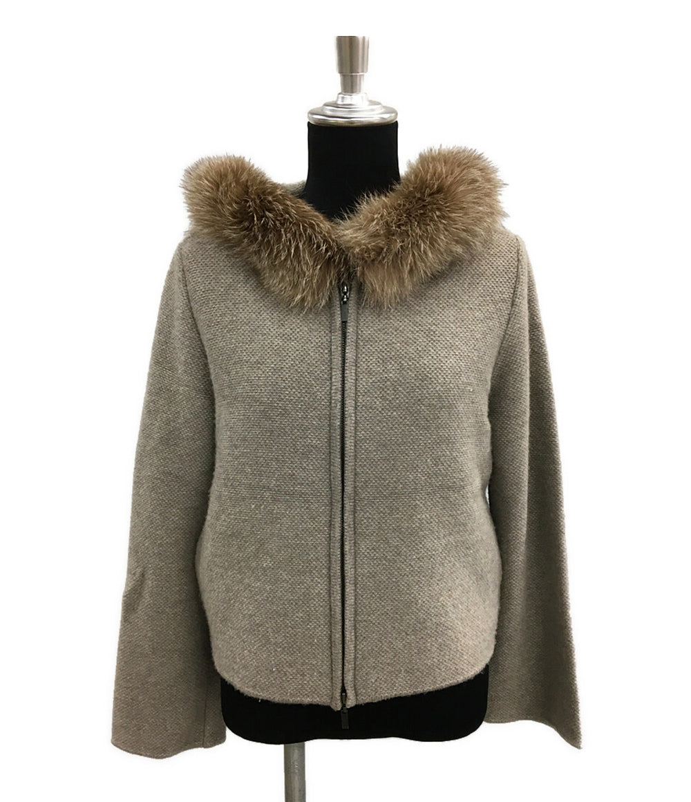 foxey ジップアップニット カシミヤ フォックスファー レディース SIZE 38 フォクシー