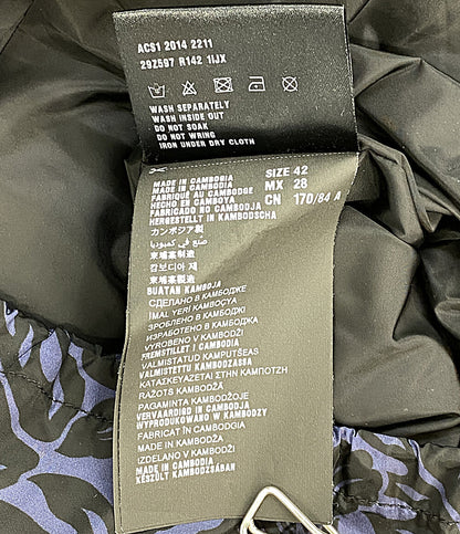 プラダ 美品 ナイロンジャケット ネイビー ハイビスカス柄 レディース SIZE 42 PRADA