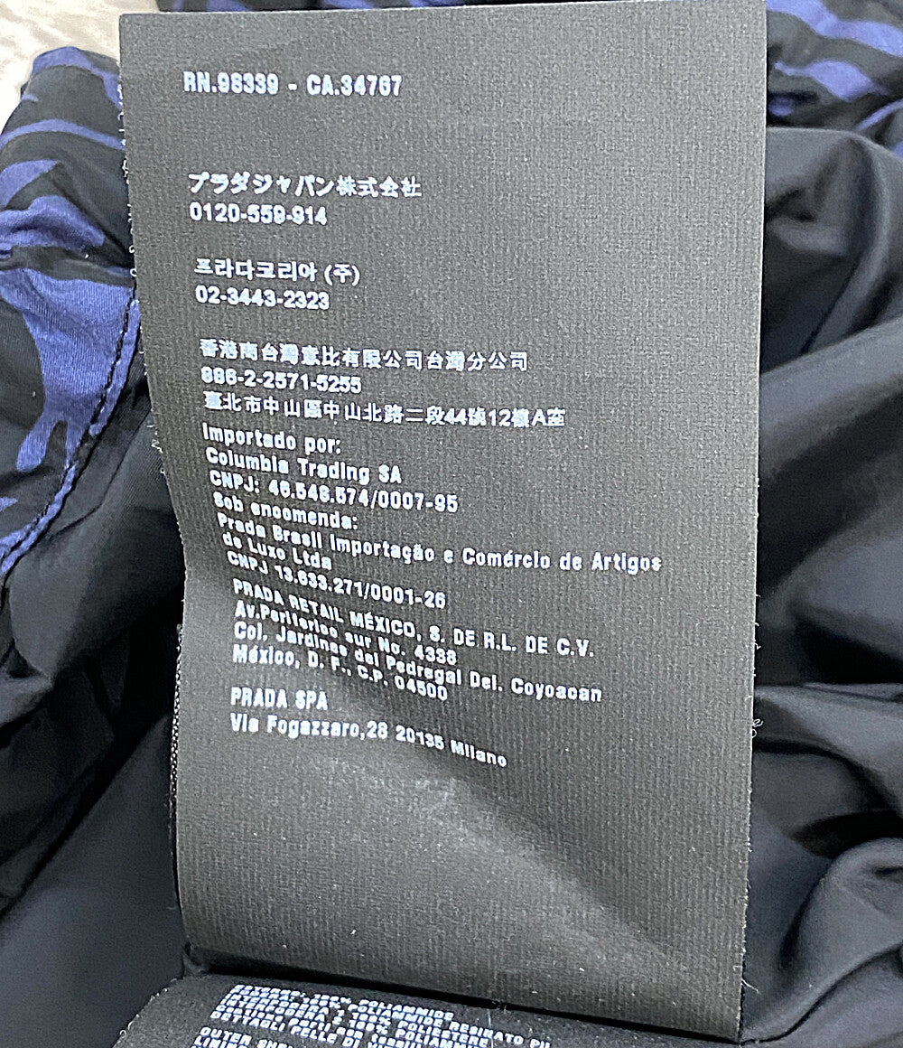 プラダ 美品 ナイロンジャケット ネイビー ハイビスカス柄 レディース SIZE 42 PRADA