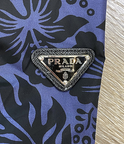 プラダ 美品 ナイロンジャケット ネイビー ハイビスカス柄 レディース SIZE 42 PRADA