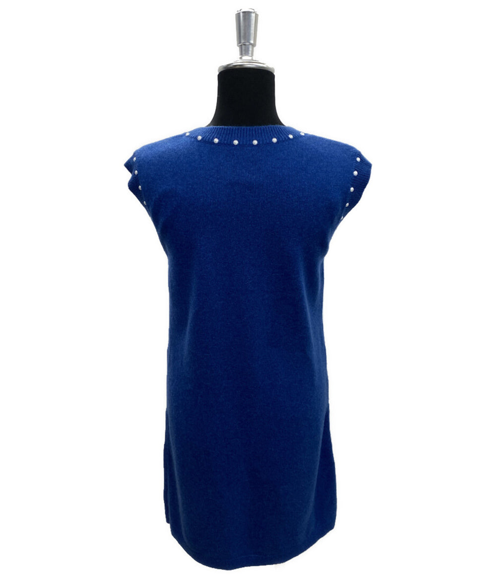 シャネル ノースリーブパールワンピース ブルー P53637 レディース SIZE 34 CHANEL