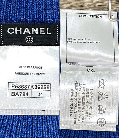 シャネル ノースリーブパールワンピース ブルー P53637 レディース SIZE 34 CHANEL