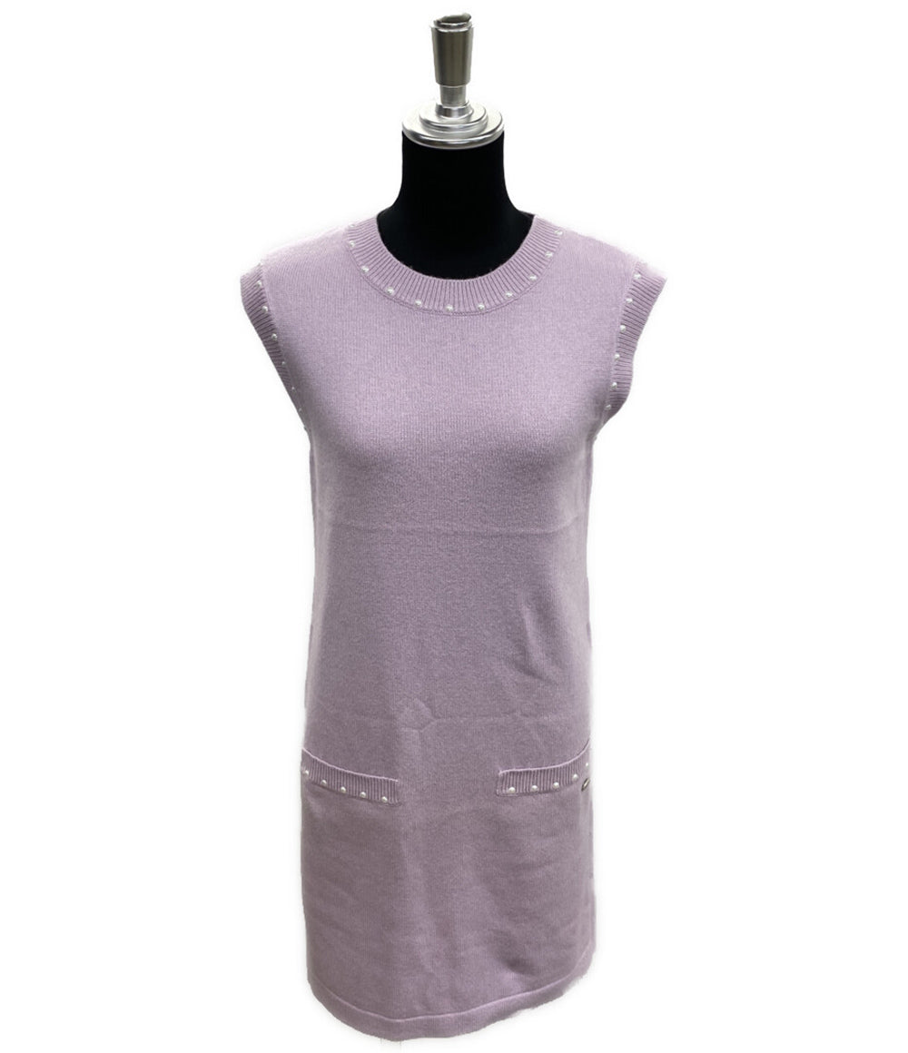 シャネル ノースリーブパールワンピース パープル P53637 レディース SIZE 34 CHANEL