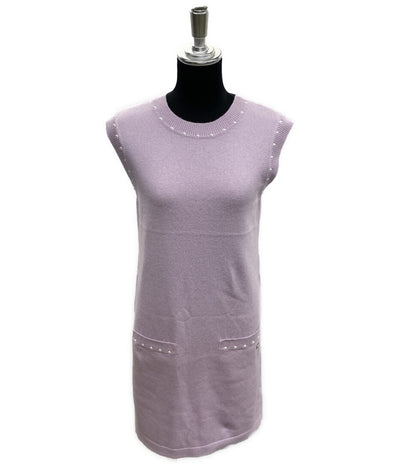 シャネル ノースリーブパールワンピース パープル P53637 レディース SIZE 34 CHANEL