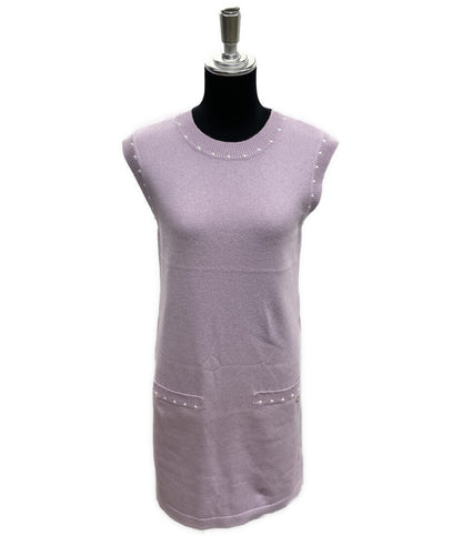 シャネル ノースリーブパールワンピース パープル P53637 レディース SIZE 34 CHANEL