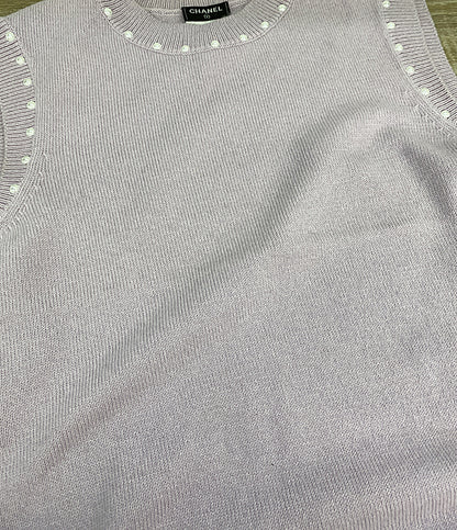 シャネル ノースリーブパールワンピース パープル P53637 レディース SIZE 34 CHANEL