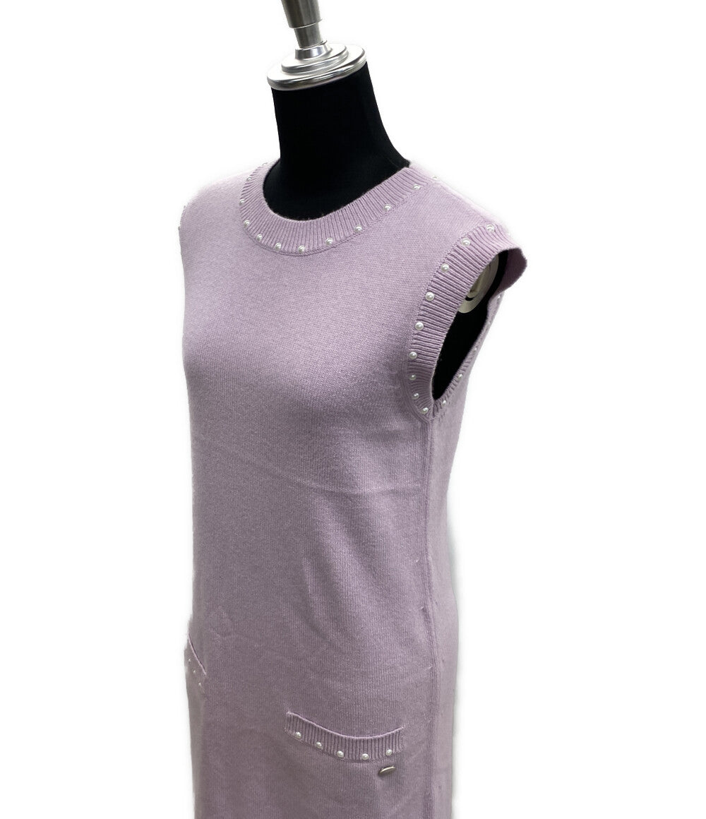 シャネル ノースリーブパールワンピース パープル P53637 レディース SIZE 34 CHANEL