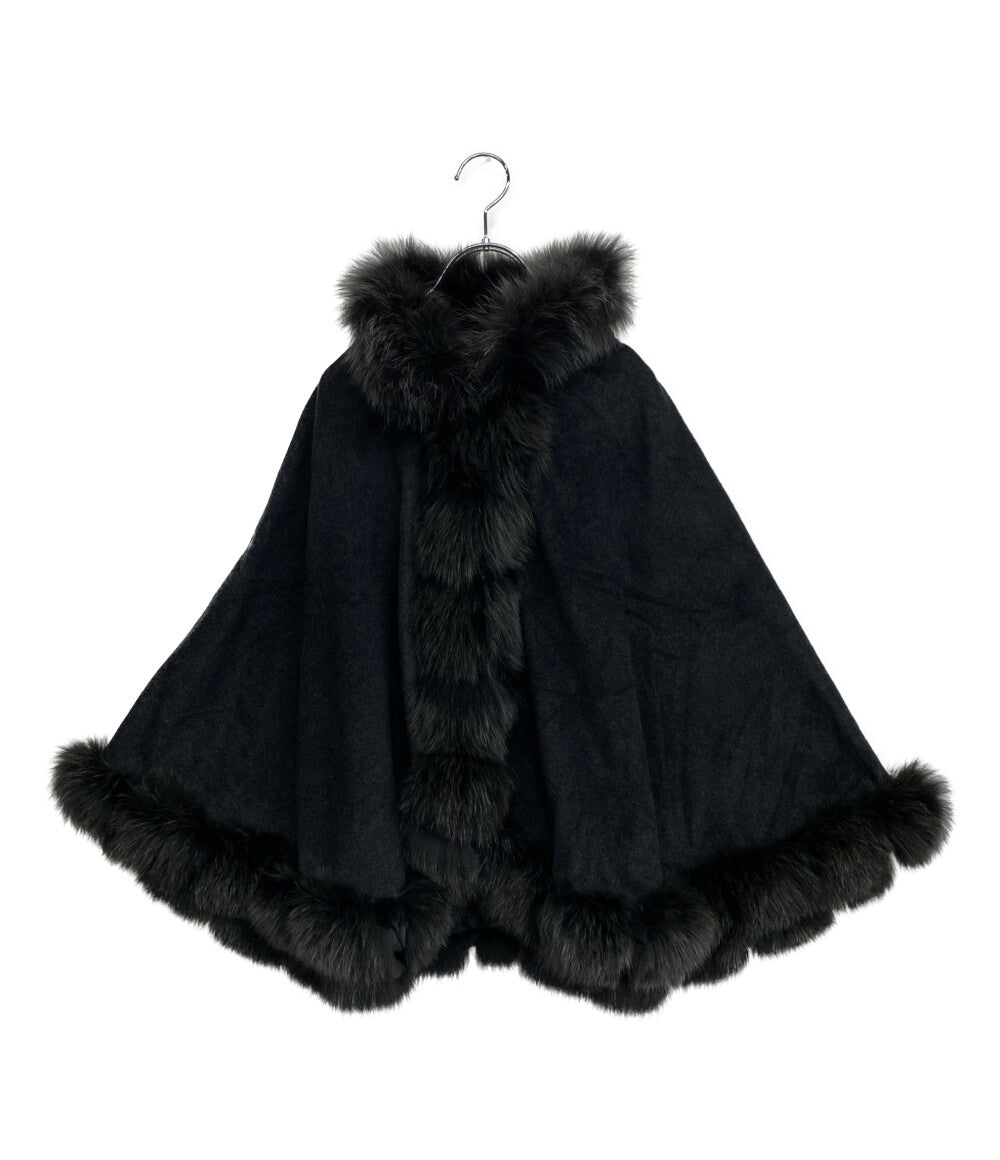 サガファーズ ポンチョ カシミヤ100 フォックスファー J-6103 レディース SIZE M-L SAGA FURS