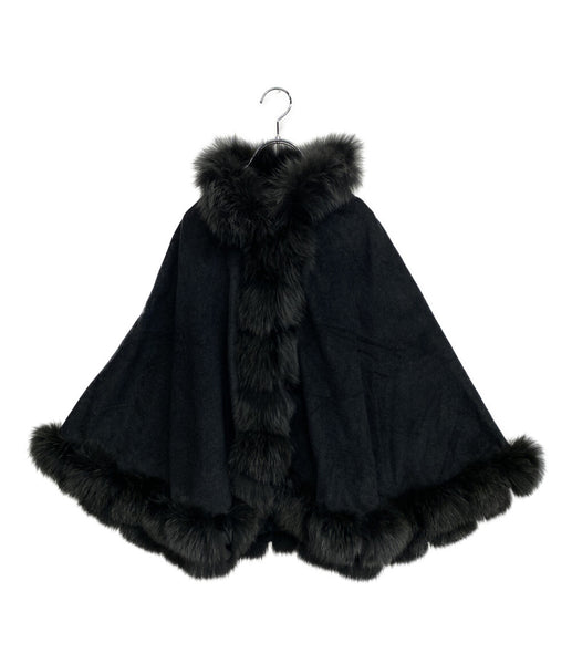SAGA FURS サガファーズ カシミヤ100%ポンチョ フォックスファー サガファーズ ポンチョ カシミヤ100 フォックスファー J-6103
