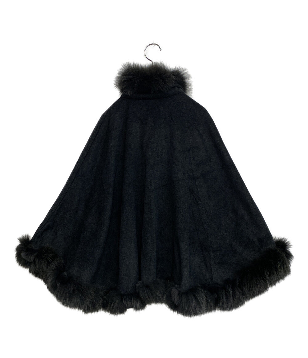 サガファーズ ポンチョ カシミヤ100 フォックスファー J-6103 レディース SIZE M-L SAGA FURS